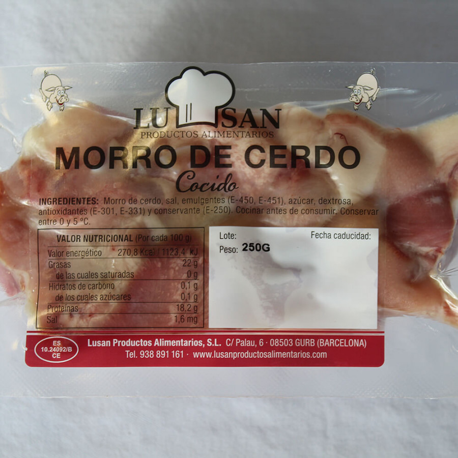 Morro de cerdo cocido